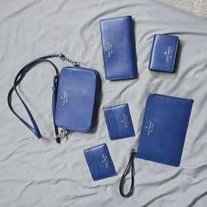 Kate Spade Blue bundle (purse wallet clutch small wallet and 2 card  holders)